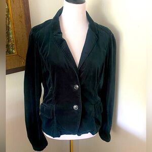Luxurious Vintage Velvet Blazer in Deep Green by Ann Taylor Loft, Sz 14